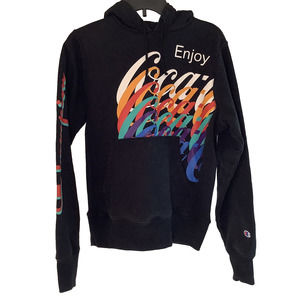 Champion Coca Cola Reverse Weave Black Hoodie Size S